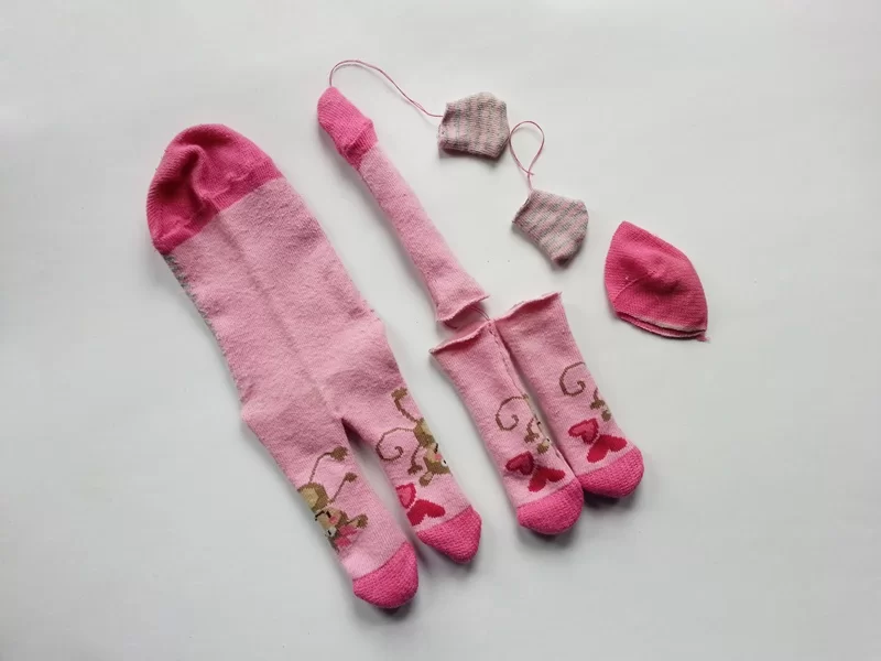 Sock cuttings for making sock monkey